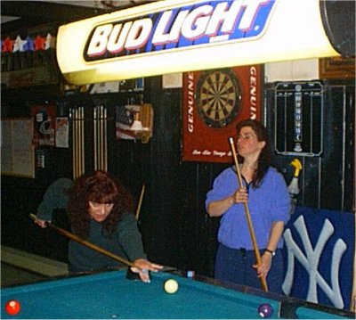 Sue & Janinne Love to Listen To Jam Night while Playin Pool